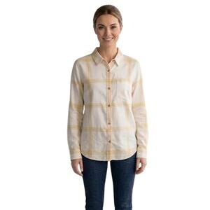 L.L. Bean - NWT Butter Yellow Plaid Button Down Sz M